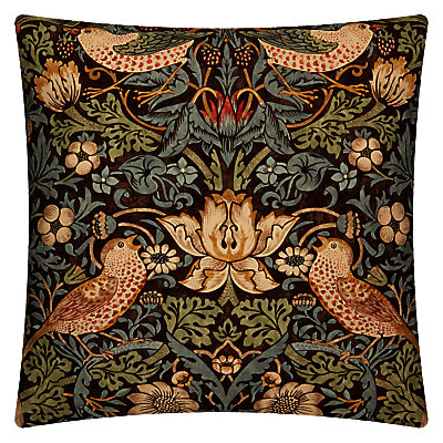 Morris & Co Strawberry Thief Cushion Chocolate